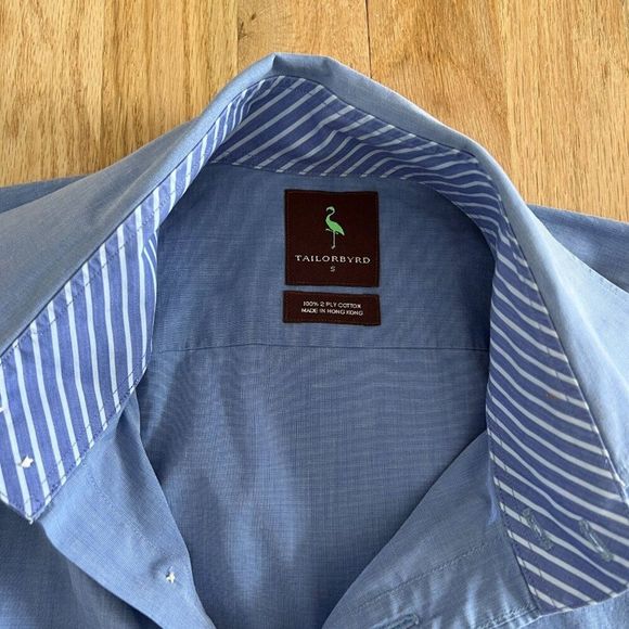Tailorbyrd collection solid blue button down‎ long sleeve shirt small cotton - Picture 2 of 4